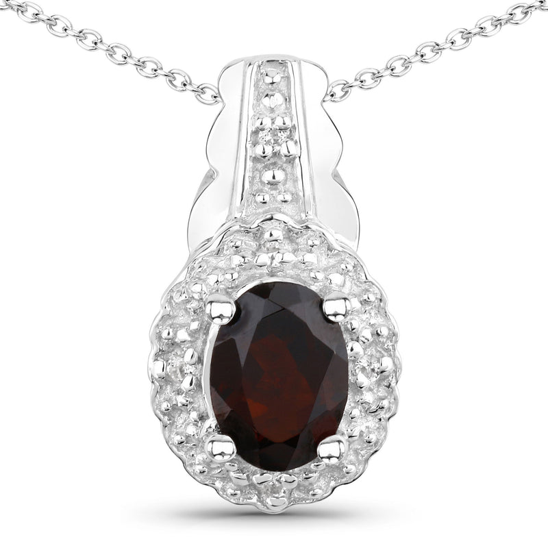 2.80 Carat Genuine Garnet and White Topaz .925 Sterling Silver Jewelry Set (Ring, Earrings, and Pendant w/ Chain)