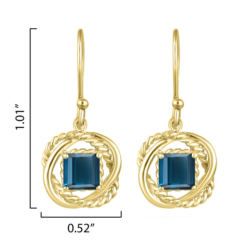 V3 Jewelry 18K Gold Plated with 2.75CTTW Natural London Blue Topaz Twisted Wire Earrings