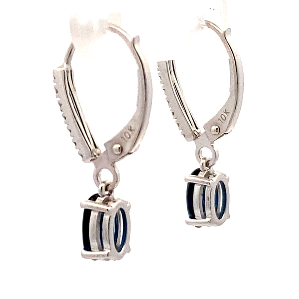 .11ct Sapphire Diamond Dangle Earrings 10KT White Gold
