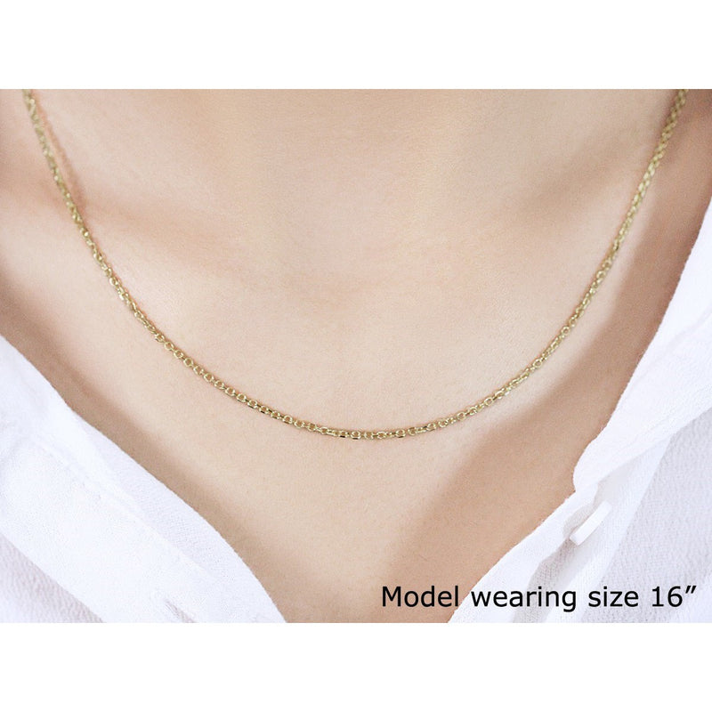 18k Yellow Gold Diamond Cut Cable Link Chain (1.40 mm)