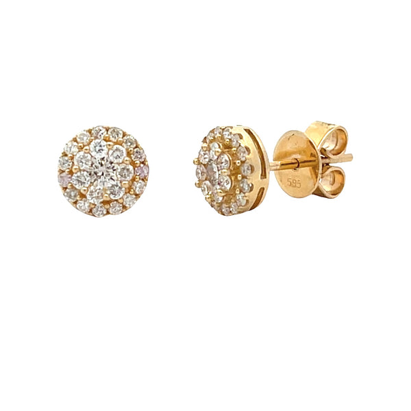 Genuine .49ct Diamond Stud Earrings 14KT Yellow Gold