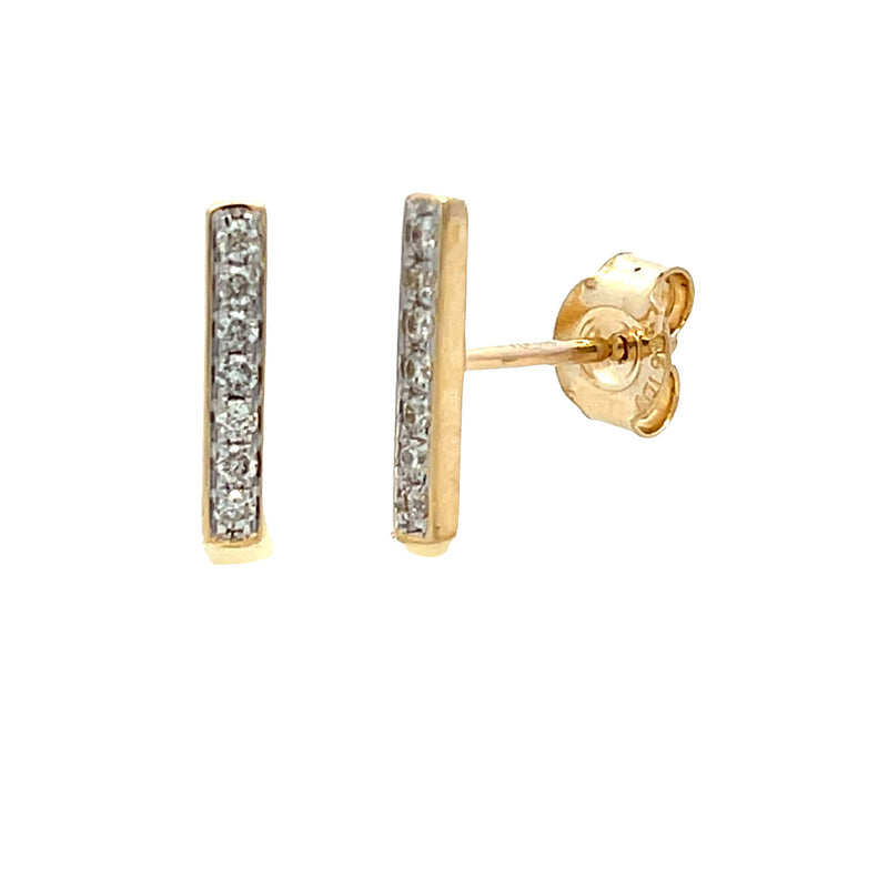 Natural .14ct Diamond Earrings 14KT Yellow Gold