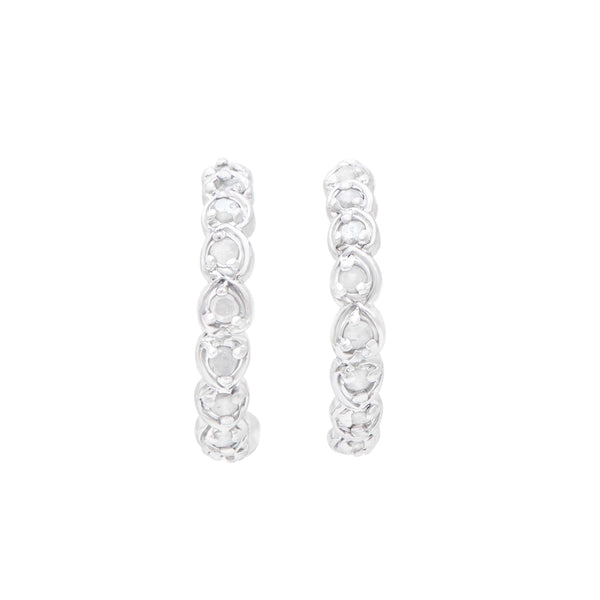 Rodium Plated 925 Sterling Silver 0.51 Diamond Earrings for Women