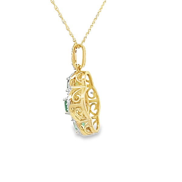 .66ct Emerald Diamond Fashion Pendants 10KT Yellow Gold