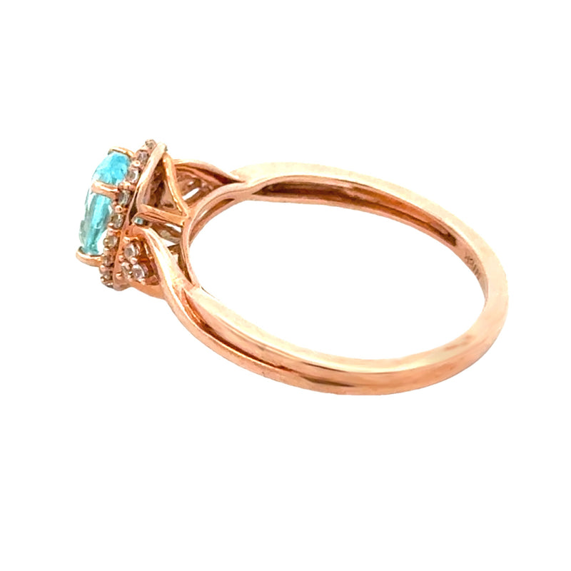 Created Aquamarine Created Sapphire Ring 10KT Rose Gold