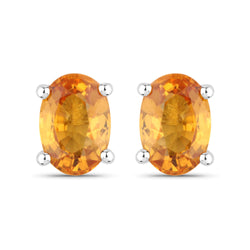 1.10 Carat Genuine Orange Sapphire 14K White Gold Earrings