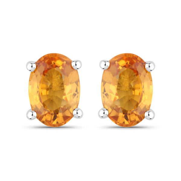 1.10 Carat Genuine Orange Sapphire 14K White Gold Earrings