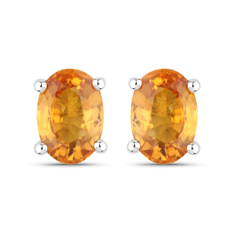 1.10 Carat Genuine Orange Sapphire 14K White Gold Earrings