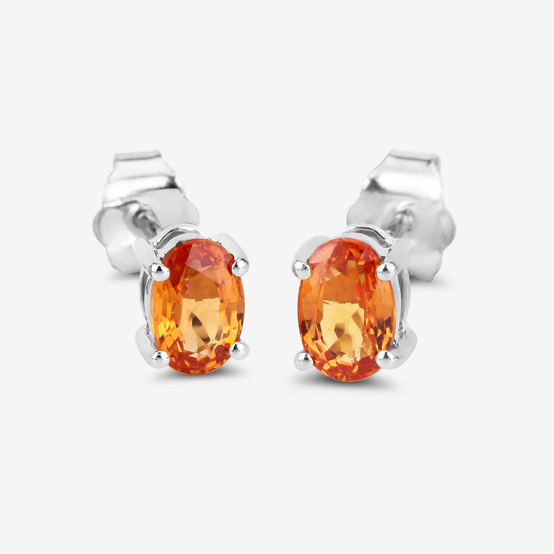 1.10 Carat Genuine Orange Sapphire 14K White Gold Earrings