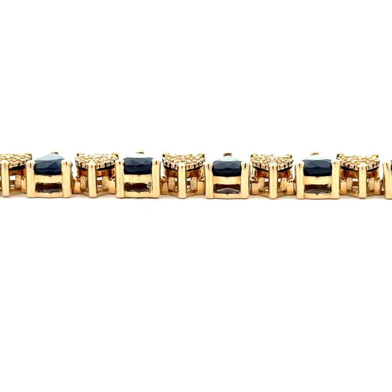 Sapphire Diamond Tennis Bracelet 14KT Yellow Gold