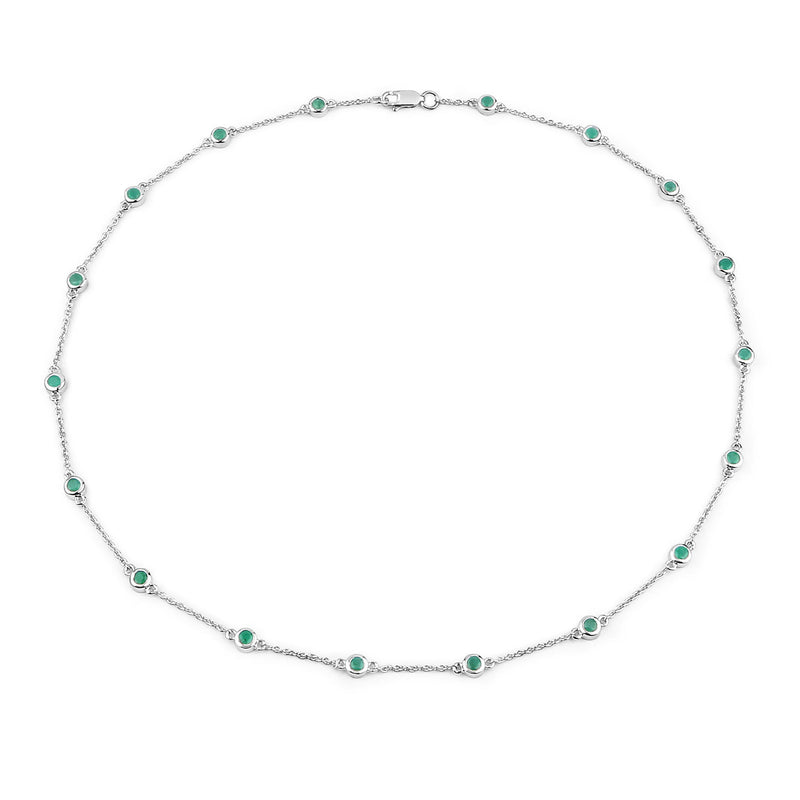 1.80 Carat Genuine Emerald .925 Sterling Silver Necklace