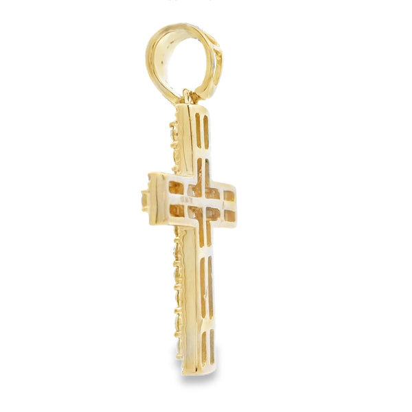 .75ct Diamond Cross Religious Pendant 10KT Yellow Gold