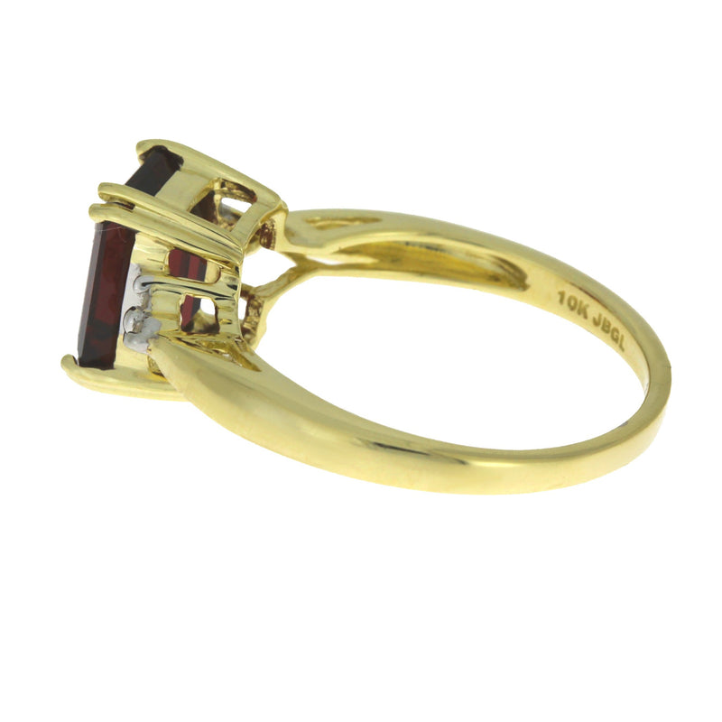 Genuine 2.17ct Garnet Diamond Ring 10KT Yellow Gold