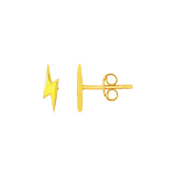 14k Yellow Gold and Enamel Yellow Lightning Bolt Stud Earrings