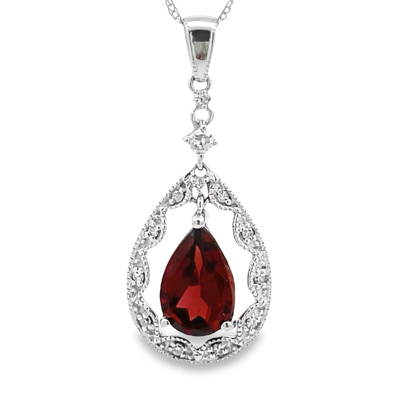 1.38ct Garnet Diamond Fashion Pendants 14KT White Gold