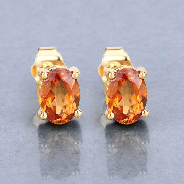 1.70 Carat Genuine Spessartite Garnet 14K Yellow Gold Earrings