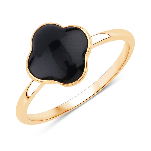 1.00 Carat Genuine Black Onyx 14K Yellow Gold Ring