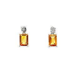 Natural 1.83ct Citrine Diamond Earrings 10KT White Gold