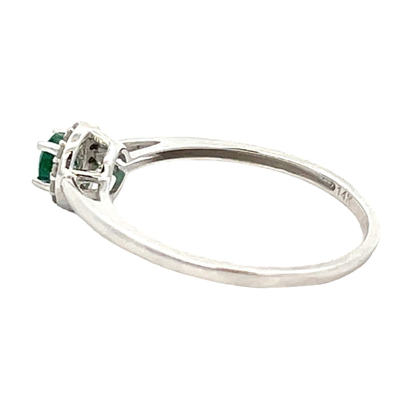 Natural .22ct Emerald Diamond Ring 14KT White Gold