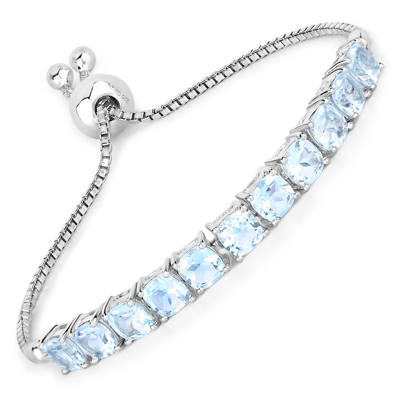 7.15 Carat Genuine Blue Topaz .925 Sterling Silver Bracelet