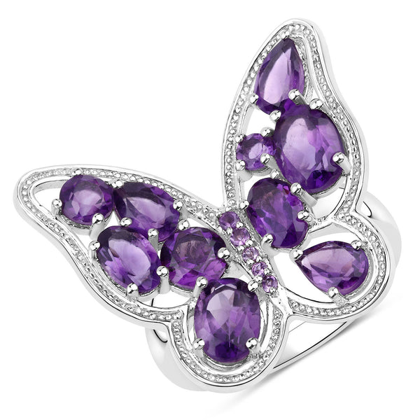 4.32 Carat Genuine Amethyst .925 Sterling Silver Ring