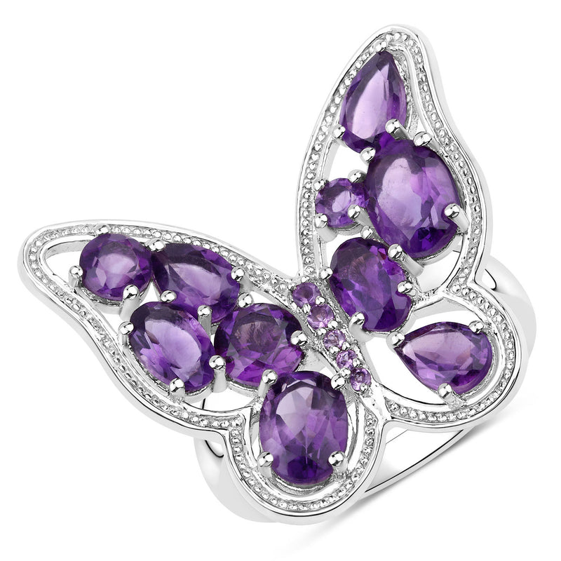 4.32 Carat Genuine Amethyst .925 Sterling Silver Ring