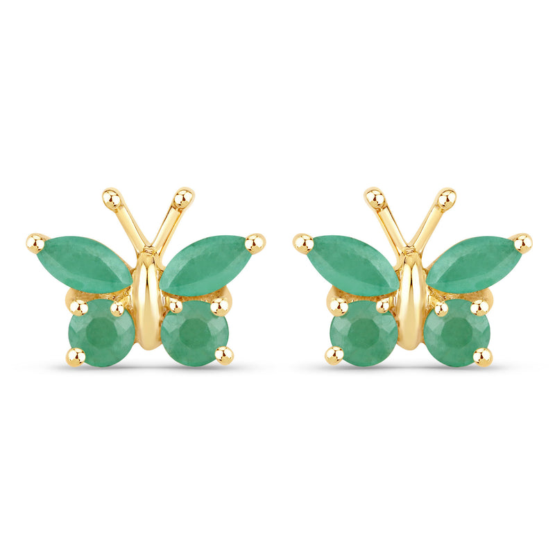 0.50 Carat Genuine Emerald .925 Sterling Silver Earrings