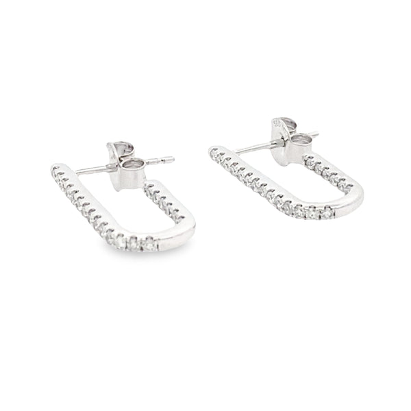 Genuine .41ct Diamond Hoop Earrings 14KT White Gold