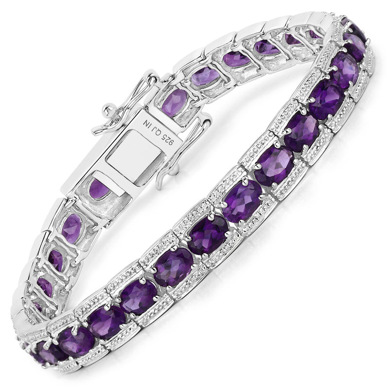 12.18 Carat Genuine Amethyst .925 Sterling Silver Bracelet