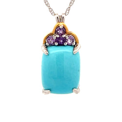 Turquoise Amethyst Fashion Pendants 14KT 2 Tone Gold