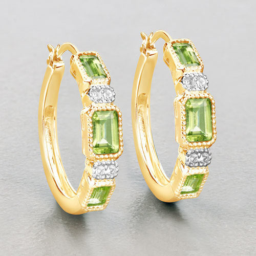 2.40 Carat Genuine Peridot and White Topaz .925 Sterling Silver Earrings