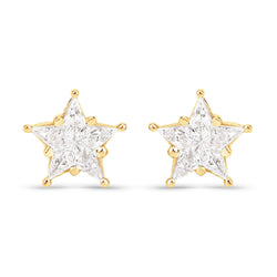 0.69 Carat Genuine White Diamond 14K Yellow Gold Star Shape Earrings