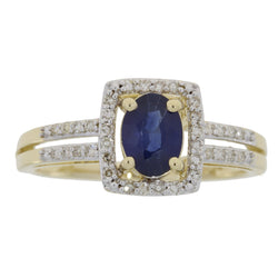 Natural 1.18ct Sapphire Diamond Ring 14KT Yellow Gold