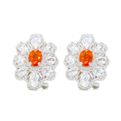 925 Sterling Silver Fire Opal,White Topaz Earring