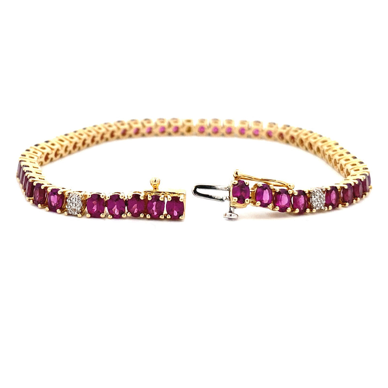 Rhodolite Garnet Tennis Bracelet 14KT Yellow Gold