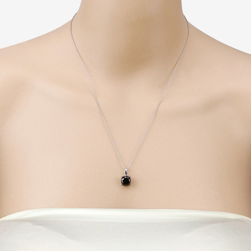 2.80 Carat Genuine Black Diamond 14K White Gold Pendant