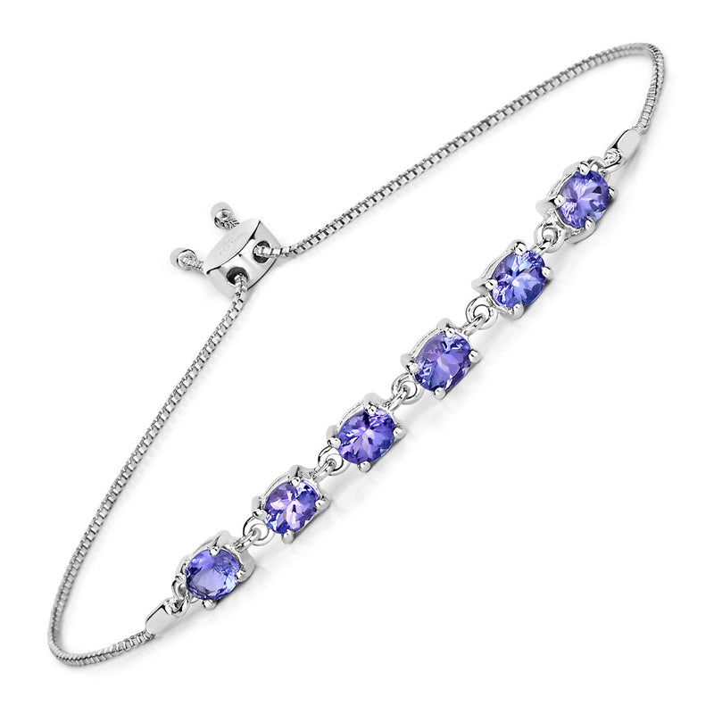 1.98 Carat Genuine Tanzanite .925 Sterling Silver Bracelet