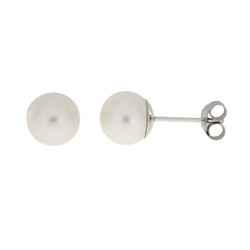 Natural FW Pearl Stud Earrings 14KT White Gold