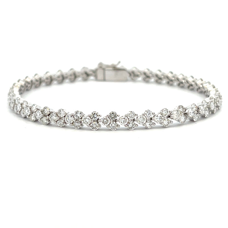 Natural 5.30ct Diamond Tennis Bracelet 18KT White Gold