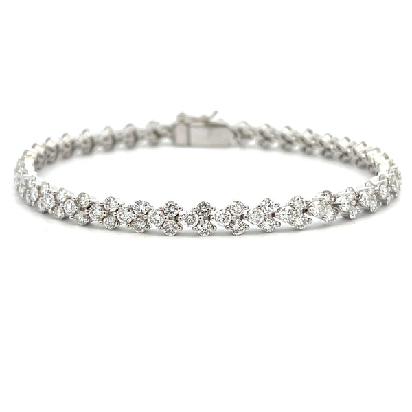 Natural 5.30ct Diamond Tennis Bracelet 18KT White Gold