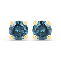 0.32 Carat Genuine Blue Diamond 14K Yellow Gold Earrings