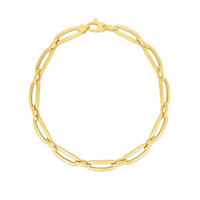 14k Yellow Gold 7 1/4 inch Bombay Paperclip Chain Bracelet (4.60 mm)