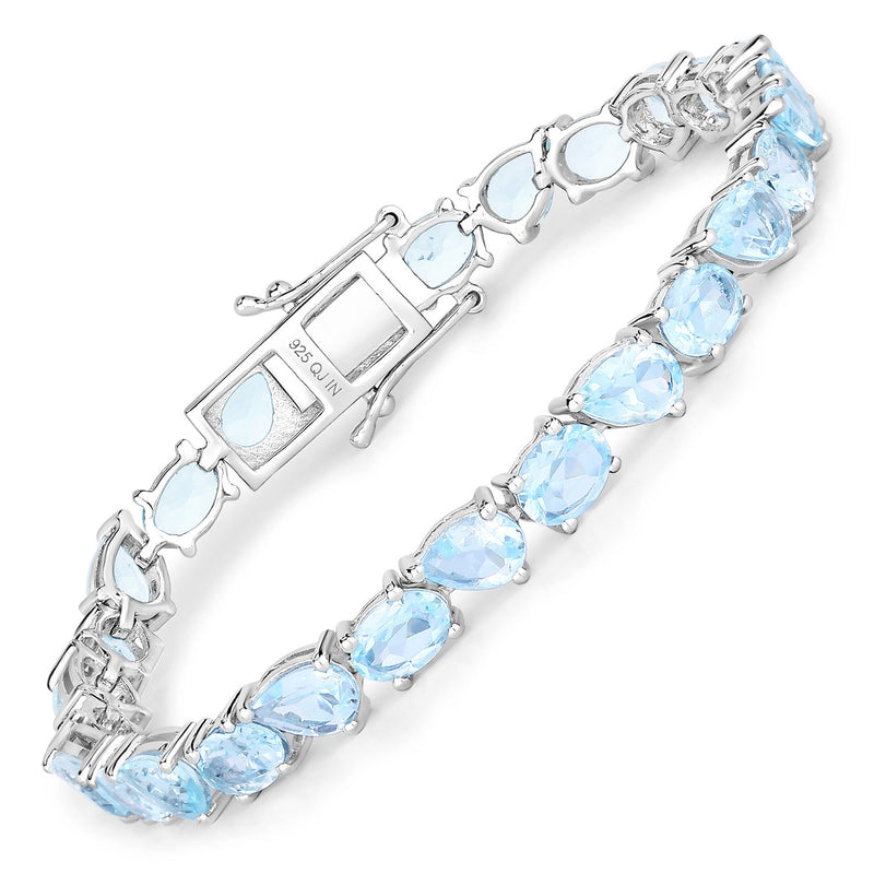 24.35 Carat Genuine Blue Topaz .925 Sterling Silver Bracelet