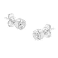 10K White Gold 0.30 Cttw Round Brilliant-Cut Near Colorless Diamond Bezel-Set Stud Earrings (H-I Color, I1-I2 Clarity)