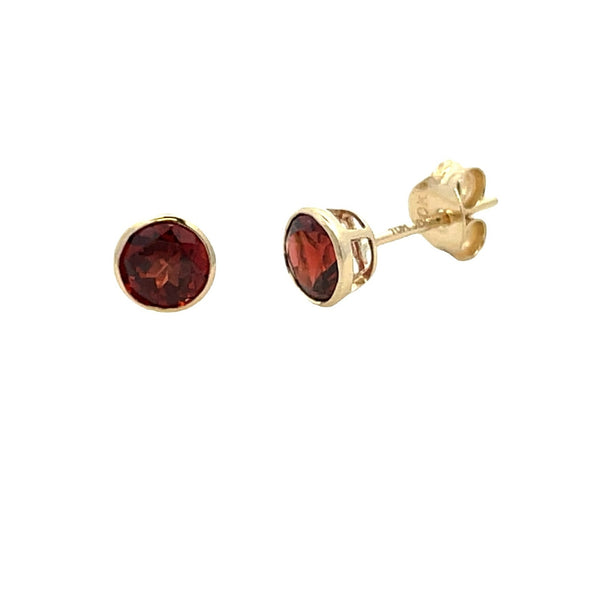 Genuine 1.10ct Garnet Stud Earrings 10KT Yellow Gold