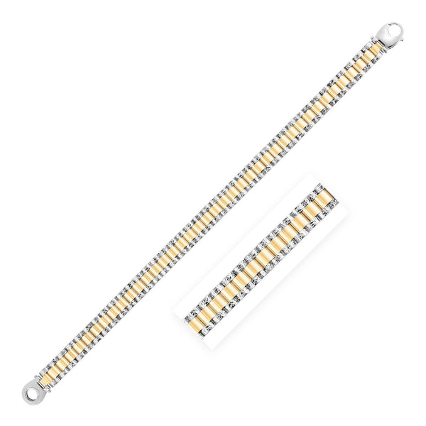 14k Two Tone Gold High Polish Railroad Link Bracelet (8.0mm)