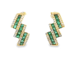 Natural .49ct Emerald Diamond Earrings 10KT Yellow Gold