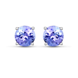 0.96 Carat Genuine Tanzanite 14K White Gold Earrings