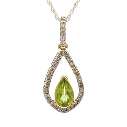 .17ct Peridot Diamond Fashion Pendants 10KT Yellow Gold