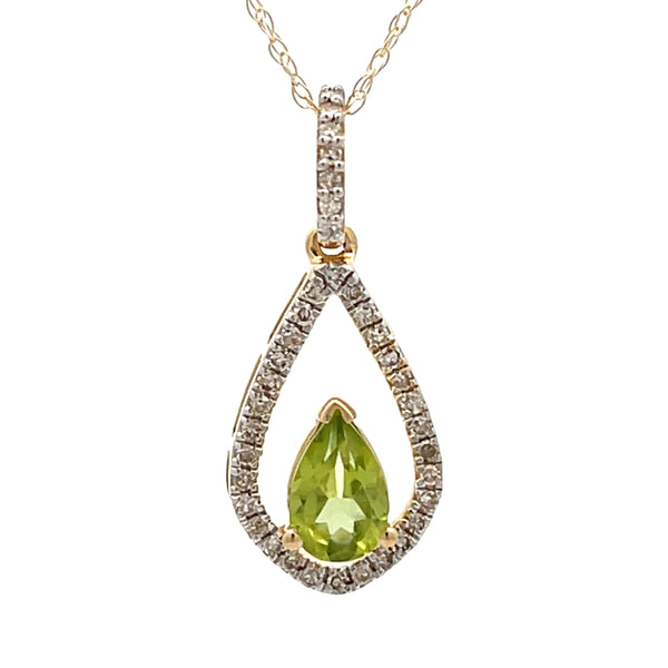 .17ct Peridot Diamond Fashion Pendants 10KT Yellow Gold